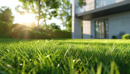 Green grass lawn in sun