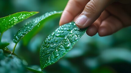 Wall Mural - Gentle Touch of Nature's Embrace,Mindful Connection with the Green World