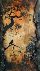 Poster - Abstract Tree and Forest Landscape with Wood Texture.