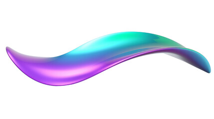 Wall Mural - Abstract colorful wave shape with gradient of pink, blue, green, and purple on transparent background.