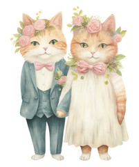 Canvas Print - PNG Wedding dress drawing mammal pet.