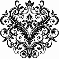 Wall Mural - graphic with a black elegant plant ornament