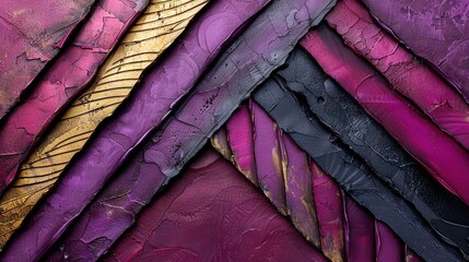 Wall Mural -   A detailed shot of a vibrant abstract artwork featuring hues of purple, yellow, and black, adorned with a layer of gold leaf