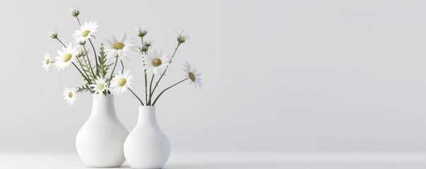 white ceramic vase with flowers on white background, 4k hyperrealistic photo
