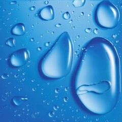 Water droplets on blue background