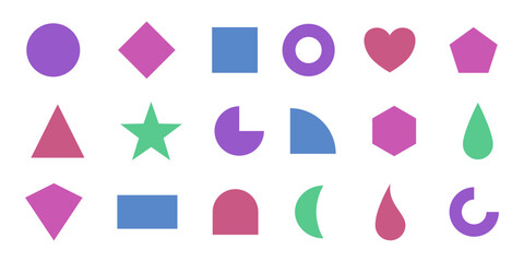 Wall Mural - collection of basic geometric figures in different colors - set of simple geometric shapes isolated 