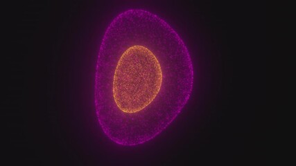 Poster - Abstract pink substance of human cell with particle core and magical glow on dark background, cell movement, video 4k