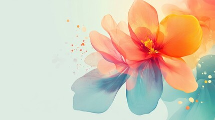 Abstract floral design in vivid colors, elegantly floating on a clean, minimalist background