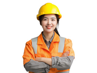 Wall Mural - professional woman worker in workwear with safety helmet