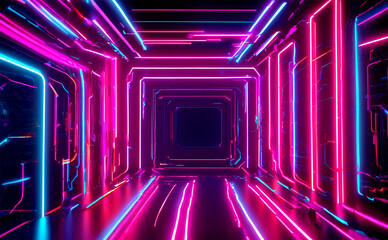 3d render, abstract background with colorful spectrum. Bright neon rays