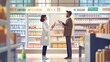 © Sasa Visual - A doctor and patient engage in a consultation about health options in a well-stocked pharmacy