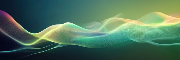 Poster - Swaying colorful waves of light blend and flow gracefully against a dark background, creating a mesmerizing abstract effect