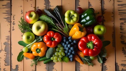 A set of vegetables and fruits