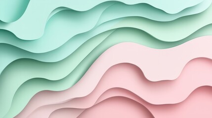 Canvas Print - Gentle pastel waves overlap in soothing colors, perfect for backgrounds or design elements in creative projects