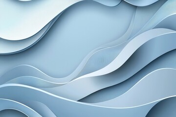Poster - Curves and waves intertwine in varying shades of blue, creating a calm and soothing abstract design with depth and texture
