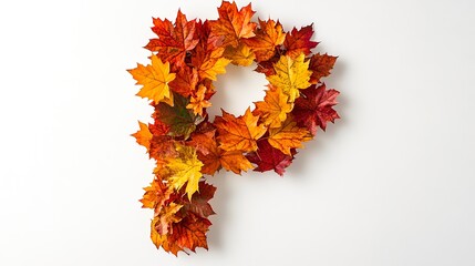 Poster - Colorful autumn maple leaves arranged in letter 