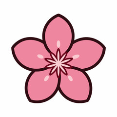 Sticker - A single pink five petaled sakura flower