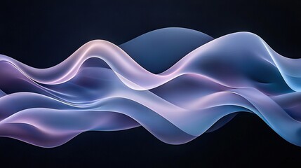 Wall Mural -  A photo of waves in shades of blue and purple on a black background, with a white wave on the right