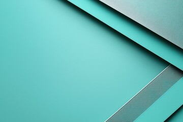 Fototapete - Textured sheets of turquoise paper overlap on a flat surface, creating a visually appealing design for art or craft projects