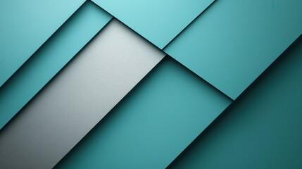 Poster - Textured surfaces in varying shades of teal and gray overlap, creating a visually striking abstract design in a modern setting