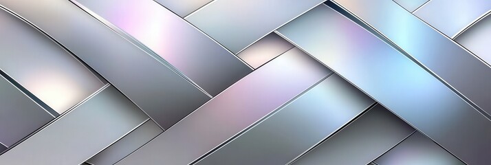 Poster - Interlaced metallic strips form a textured surface, showcasing a blend of shiny and matte finishes that reflect vivid hues of light
