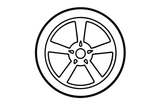 Car wheel tire line art vector illustration