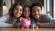 © anantachat - A family discussing their emergency savings plan at the kitchen table with a clear focus on setting aside money for unexpected expenses Stock Photo with copy space