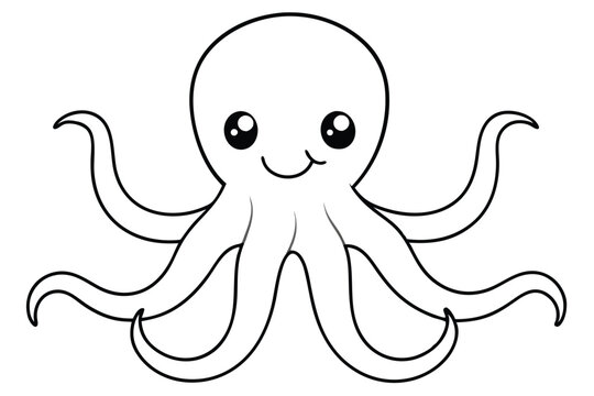 Cute octopus line art vector illustration
