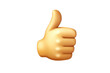 © Rattanathip - Close-up of a thumbs up emoji on a transparent background, representing approval, success, and positivity in a digital format.