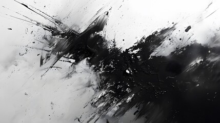 Canvas Print - Abstract Black and White Paint Splatter.