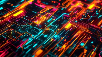 Poster - Glowing Circuit Patterns