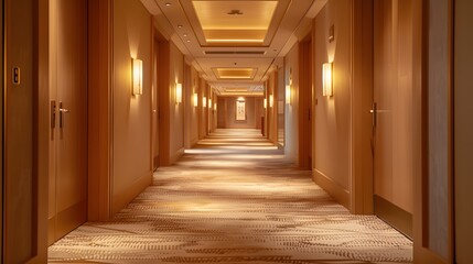 hotel corridor with doors.