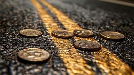 Aufkleber - A financial roadmap infographic outlining the journey from setting up a budget to achieving long-term financial goals like buying a home or retiring Stock Photo with copy space