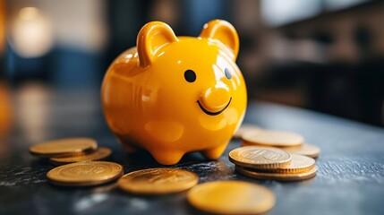 Poster - An illustration explaining the concept of financial freedom with visuals representing the stages of budgeting saving investing and living debt-free Stock Photo with copy space
