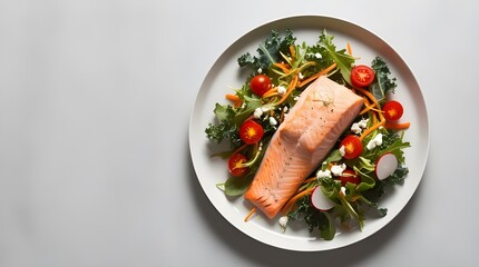 Wall Mural - salmon with vegetables / Healthy food