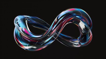 digital rendering of two intertwined, curved shapes that resemble the form and movement of iridescent soap bubbles. The curves should be smooth with an ethereal quality