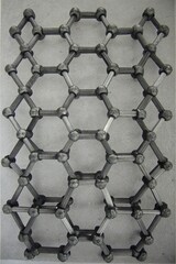 Canvas Print - Geometric pattern with interlocking hexagons in grey