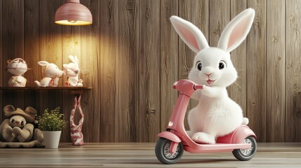 Cute Bunny on a Scooter