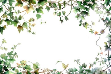 Wall Mural - Delicate watercolor illustration of intertwined vines and flowers creating a beautiful border