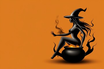 Poster - A minimalist depiction of a witch stirring a cauldron