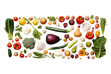 Top view Vegetables on transparent background. Top view. Vegetables related themes. Vegetables sale. Images for graphic designers. Isolated Vegetables. PNG cutout. For flyers. Agriculture. 