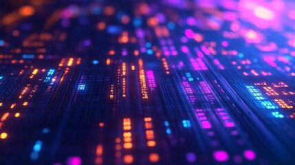 Poster - High-Tech Data Grid with Illuminated Cells and Vibrant Colors