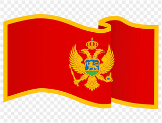 Wall Mural - Montenegro flag wave isolated on png or transparent background vector illustration.