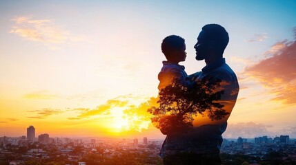 Wall Mural - Estate planning strategy, focus on legacy and inheritance, copy space, bright tones, Double exposure silhouette with will and testament