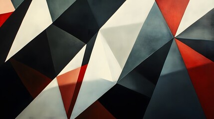 Wall Mural - Abstract Geometric Pattern in Black, Red, and White