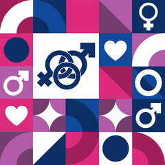 Wall Mural - Celebrate Bisexuality Day. September 23. Seamless geometric pattern. Template for background, banner, card, poster. Vector EPS10 illustration.