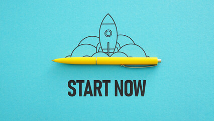 Poster - Start now is shown using the text and picture of the rocket launch