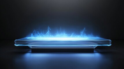 Poster - Transparent Podium with Holographic Elements, Sleek and Innovative for Futuristic Displays