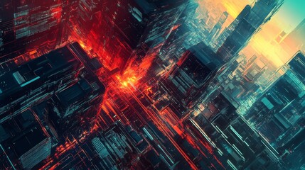 Poster - Tech-Centric Environment with Modern, Digital Textures and Bright Highlights