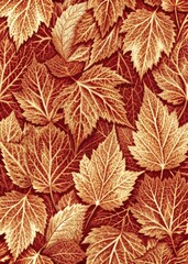 Poster - Rich tapestry of golden leaves on a crimson background